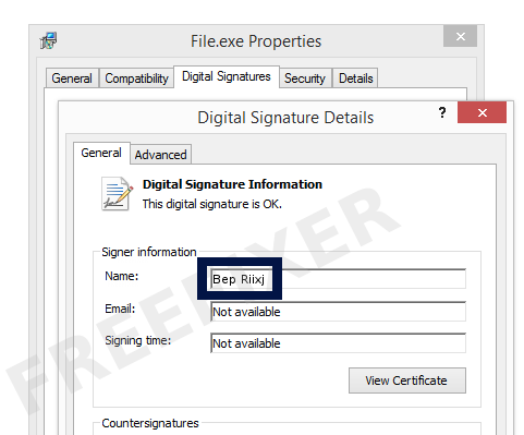Screenshot of the Bep Riixj certificate